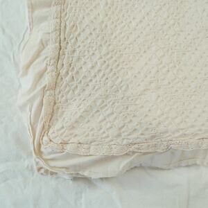 Inup Home Coverlet King 105 x 103 Cotton Waffle Coastal Shabby Chic Neutral FLAW